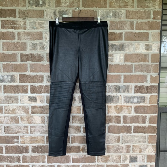 Karl Lagerfeld Pants - Karl Lagerfeld Black Faux Leather Front Pants